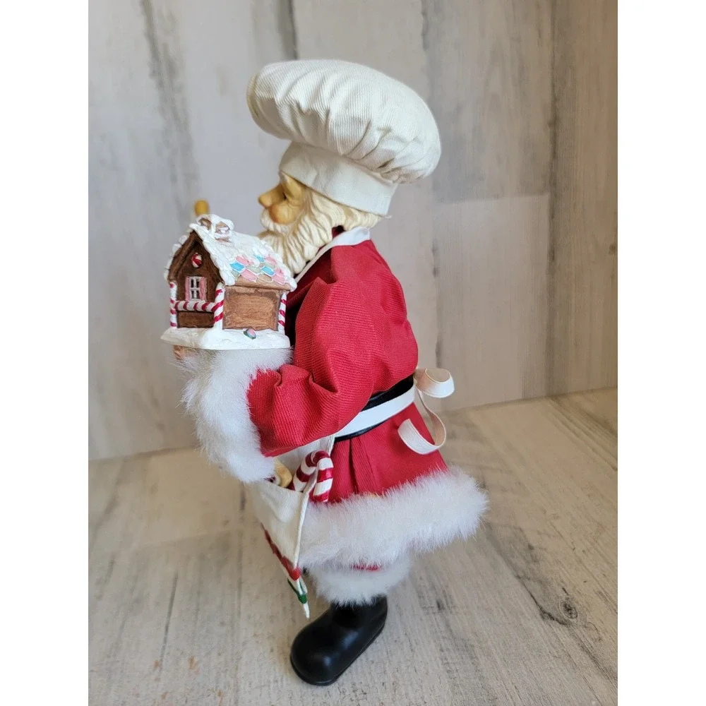 Vintage clothtique Santa Claus Baker gingerbread house Xmas unique Home